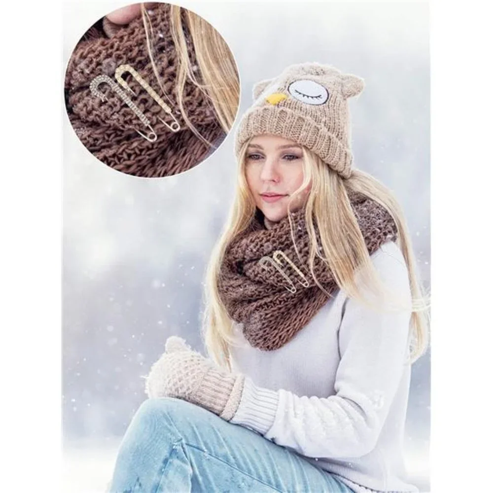 Women Brooch Pins Sweater Shawl Clips Faux Crystal and Pearl Brooches